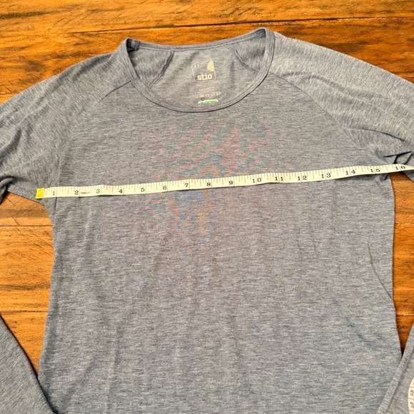 Stio Womens XS Drirelease Long Sleeve Performance Top Heather Blue Thumbholes - Picture 5 of 10